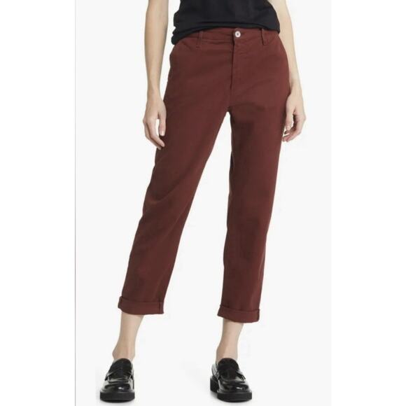 NWT AG Womens Caden Tailored Trousers 28 Stretch Casual‎ Preppy Chino Burgundy - Picture 1 of 12